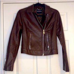 Express Faux Leather Jacket Brown